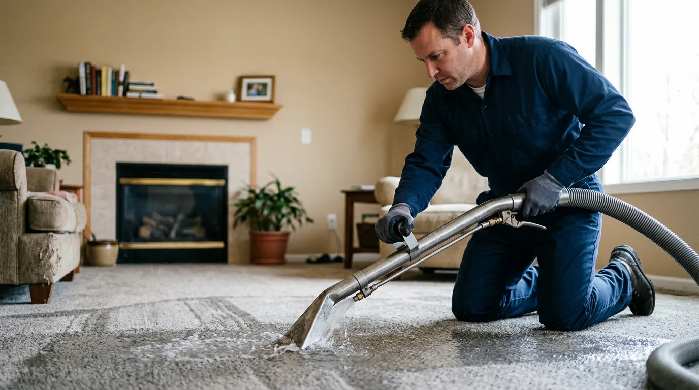 Water damage restoration technician working near Orland, IN